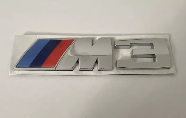 Bmw M3 logo Emblem Chrom Silber Metallisch 3m Kleber kofferraum heckklappe