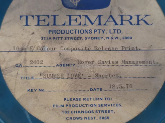 16mm Film Reel - Sherbet - Summer Love - Dated 1976