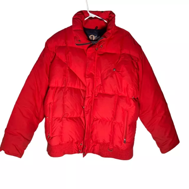 VINTAGE 1ST DOWN Goose Down Insulated Retro Puffer Jacket Mens XL Red ...