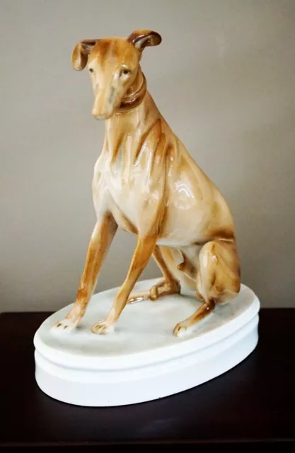 Vintage Hallmarked Hand Painted ZSOLNAY Porcelain Dog Figurine