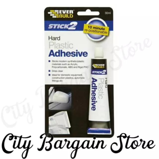 Everbuild Stick 2 Hard Plastic Adhesive 30ml Superglue Acrylic ABS PVC Glue 1638