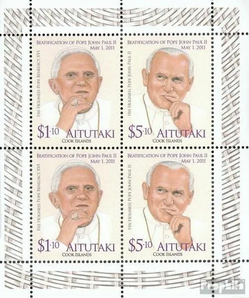 Aitutaki 834-835 Kleinbogen (kompl.Ausg.) postfrisch 2012 Papst Johannes Paul II