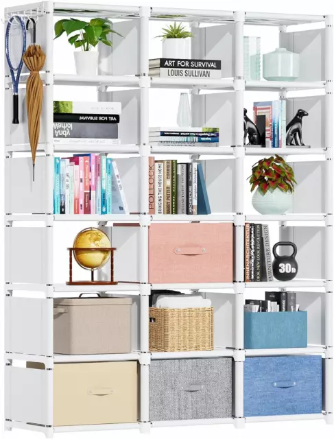 Shelf Metal Storage Organizer for Closet Book 18 Cube Diy Bookcase Bookshelf
