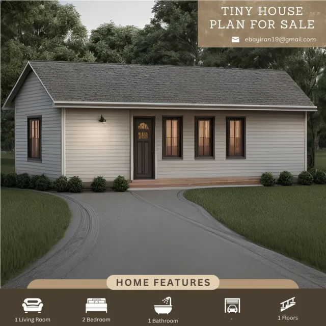Custom Modern Tiny House Plan 2 Bedroom & 1 bathroom With Free CAD File
