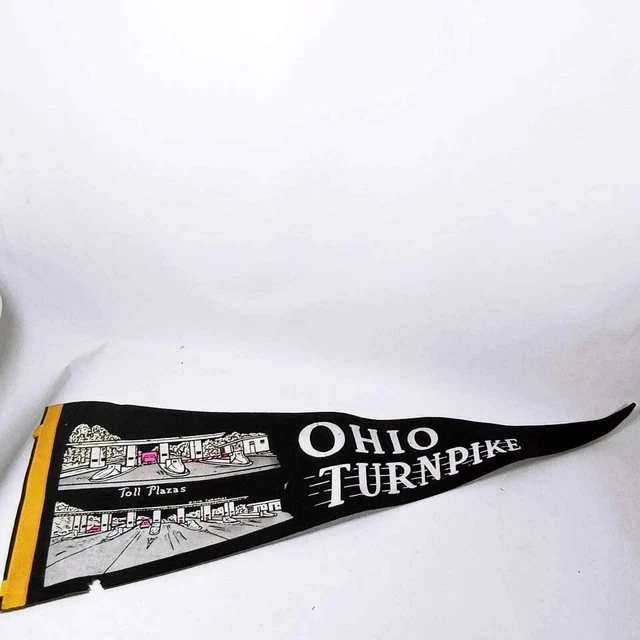 Vintage Felt Pennant Ohio Turnpike Toll Plazas Damaged (lvrs)