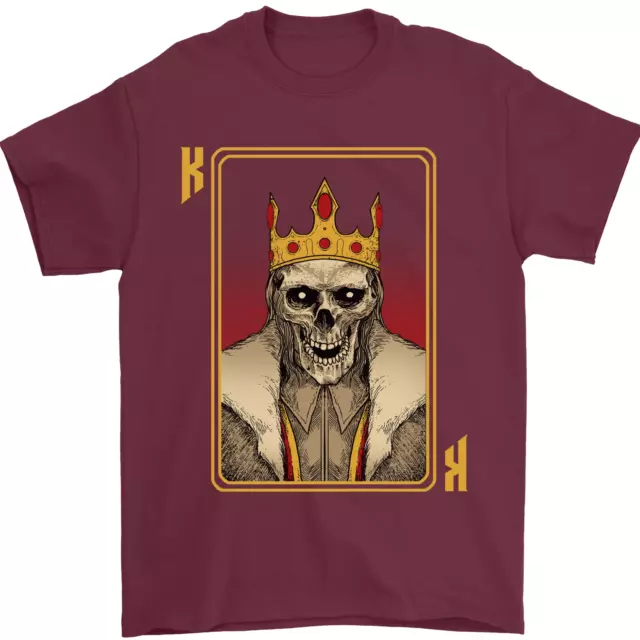 King Carte da Gioco Teschio Gotico Poker Uomo T-Shirt 100% Cotone