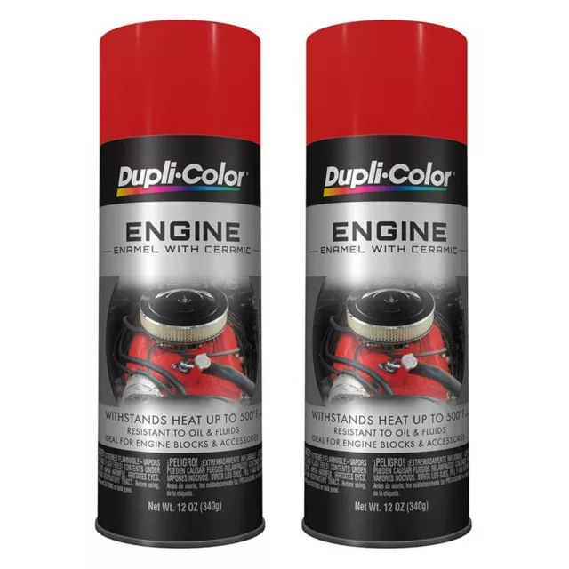 Duplicolor DE1653 Red Motor Engine Spray Paint Aerosol 12oz. 2 Cans