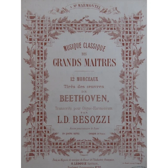 BEETHOVEN 3 Pièces pour Orgue Harmonium ca1860