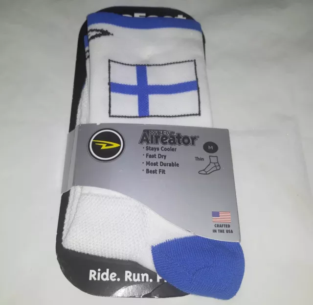 DeFeet Aireator  White Blue Cycling Socks Size Medium New