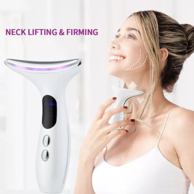 3 LED Photon Therapy Neck Massager Double Chin Removal Anti-Wrinkle Face Lifting