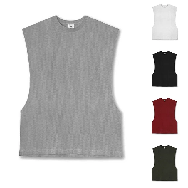 T-Shirt Top Uomo Collo Crew Palestra Uomo Senza Maniche Regolare Fitness Sport