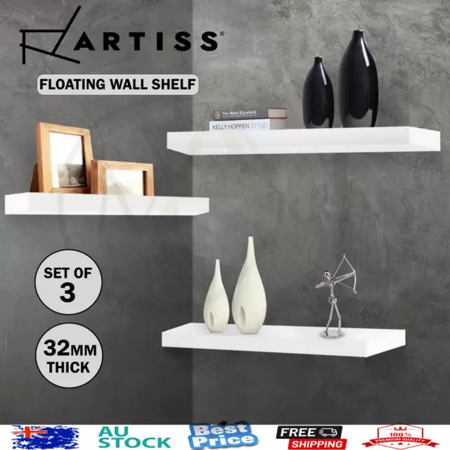 Artiss 3pcs Floating Wall Shelf Set DIY Mount Shelves Book Display Rack White