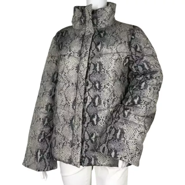 Betsey Johnson Women’s Faux Fur Jacket Coat Snake Print Gray Winter Size M DM66 3