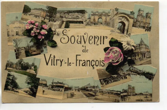 VITRY LE FRANCOIS - Marne - CPA 51 - carte multivues souvenir - Toilée couleur