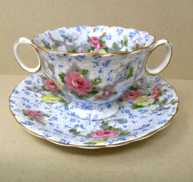 Altas China Tea Cup Consomme Saucer Grimwades Stoke on Trent England Chintz
