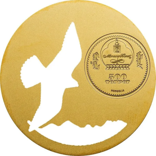 2015 Mongolian Nature Series - FALCON - 1/2oz Silver Coin with 24k Gold Gilding