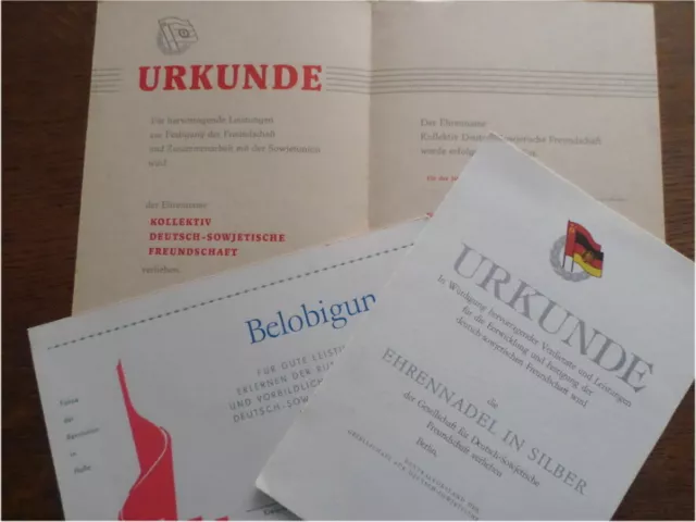 Urkunde DDR UdSSR DSF Berlin ( east german GDR soviet USSR friendship document )