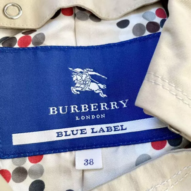 BURBERRY BLUE Label ♡ Trench coat, polka dot pattern, size M, beige ...