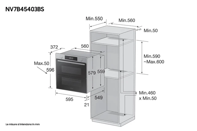Samsung NV7B45403BS 76 L 2950 W A+ Noir, Acier inoxydable 8