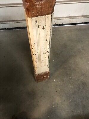 MAR carved Antique wooden painted Newell post 50 x 6 x 5 7/8 Walnut 5