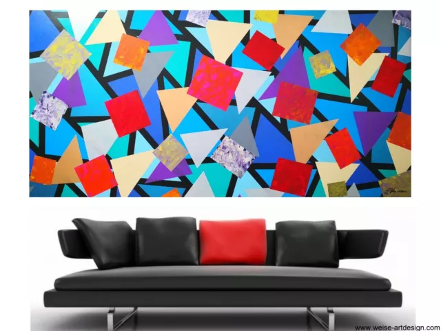 WEISE XXL Acryl BILD Abstrakt Gemälde Leinwand 75 x 150 auf Keilrahmen Nr.51/21