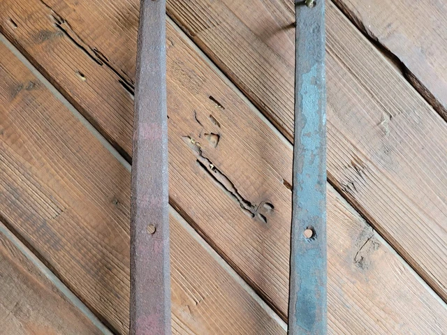 19c Antique Hand Wrought Forged Iron Barn Door Strap Hinges 24 3/4" 8