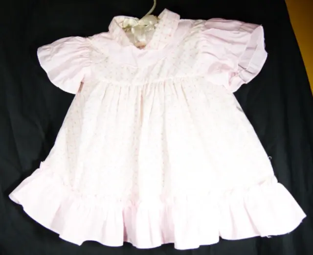 Vintage  CRADLE TOGS Baby Girl Dress Pink Tuplip Floral Short Sleeve