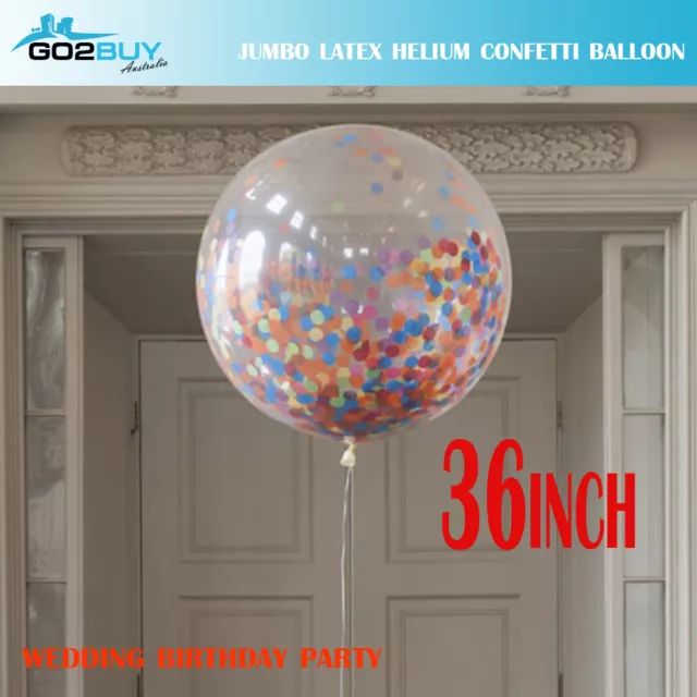 36"/90cm Jumbo Giant Latex Confetti Clear Wedding Birthday Party Balloon Helium