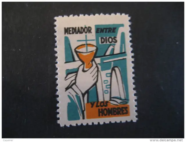 Sacerdote Priest Religion Poster Stamp Label Vignette Vi�eta Spain