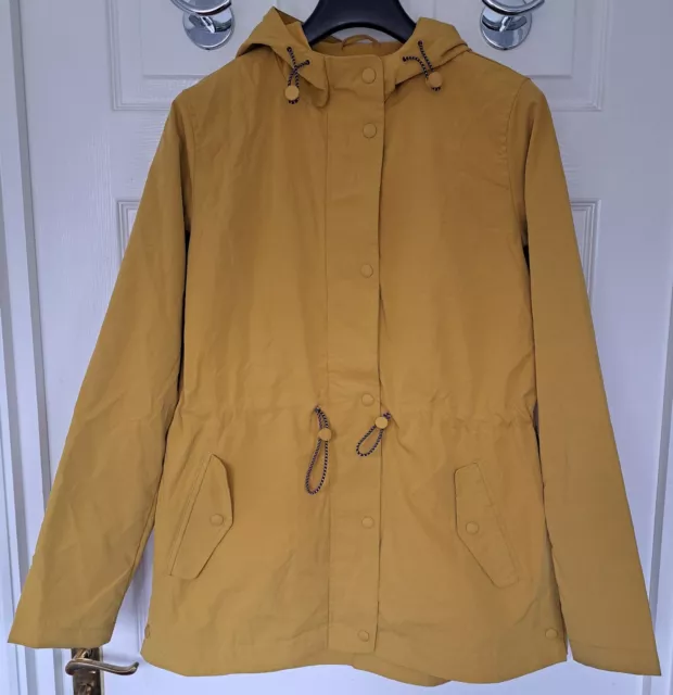 BNWOT Fat Face Primrose Hooded Jacket Size 12 Yellow (Buttercup) Teflon Coated