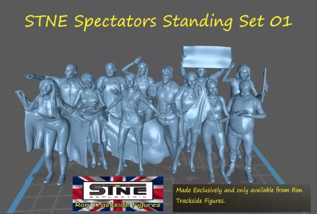 Scalextric Figures, Slot car Figures, 1:32 figures, Spectators Standing Set 01