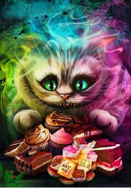 Cartoonish Cheshire Cat Candies Diamond Painting Full Round Drill 5D DIY Decor