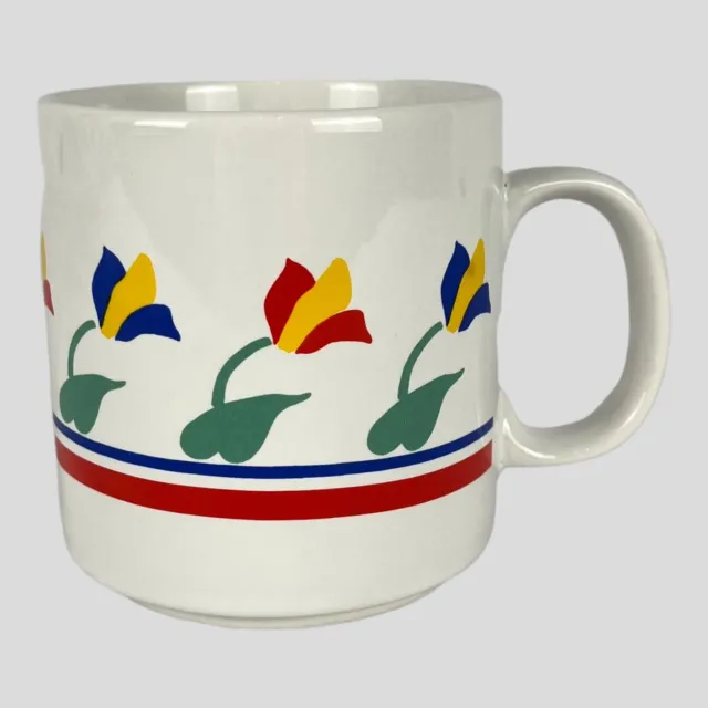 Set of 6 Vintage Tulips Primary Colors Coffee Mug/Tea Cup - Korea