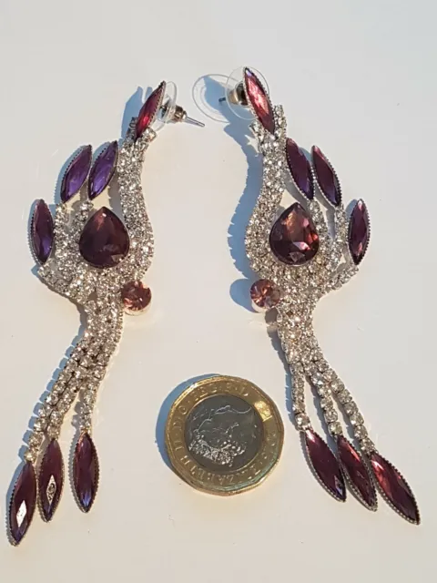 Silver Plated Coloured Crystal Chandelier Earrings