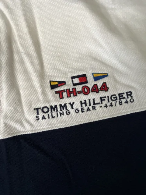 TOMMY HILFIGER VTG Sailing Gear Flag Colorblock Polo Shirt Size Large ...