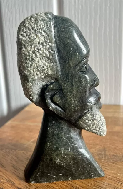 Vintage Hand Made Carved Stone Shona Tribe Africa Old Man Head Bust Figure 5”