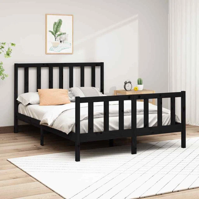 Giroletto Nero in Legno Massello di Pino 160x200 cm vidaXL