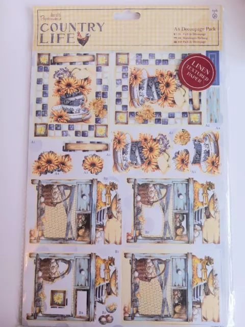 Papermania Country Life A4 PRECUT Decoupage X 4 Country Kitchen/Beehive Designs.