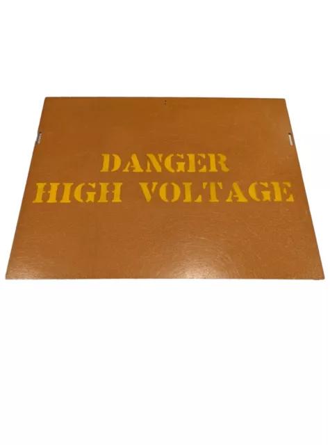 Vintage 1970's Fiberglass DANGER HIGH VOLTAGE Transformer Sign 28x24