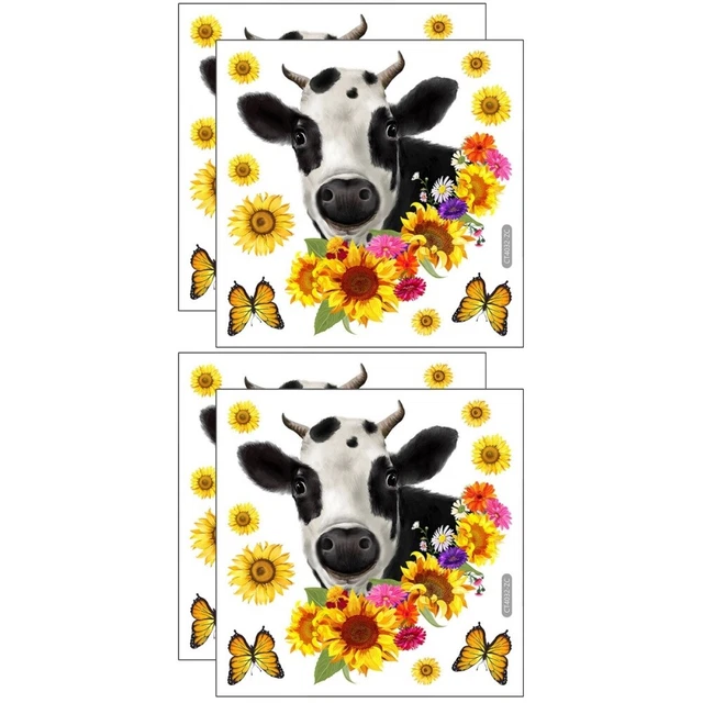 4 juegos de calcomanías de pared para habitación infantil hágalo usted mismo girasol vaca calcomanías de pared