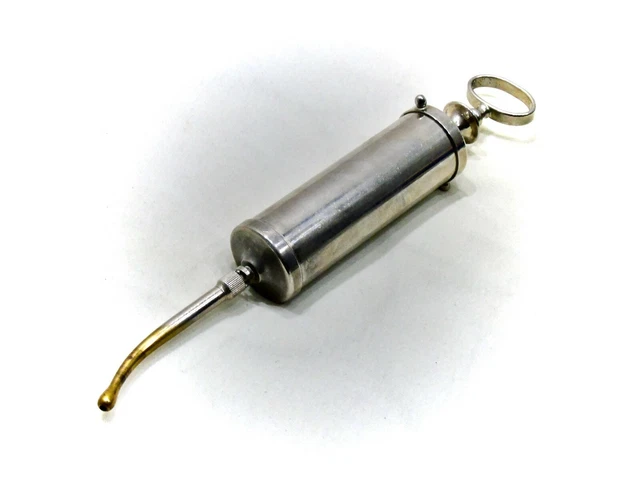 antike Spritze altes Klistier aus Messing vernickelt 30er Top RAR -Dachbodenfund 3