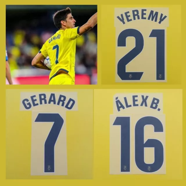 Villarreal 2023-2024 Home Name Set Player Issue (Gerard, Baena)