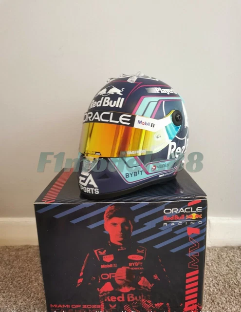 Scale Racing Helmets MAX VERSTAPPEN 1/2 Scale Helmet Miami GP Winner 2023 Red Bull Racing F1 ...