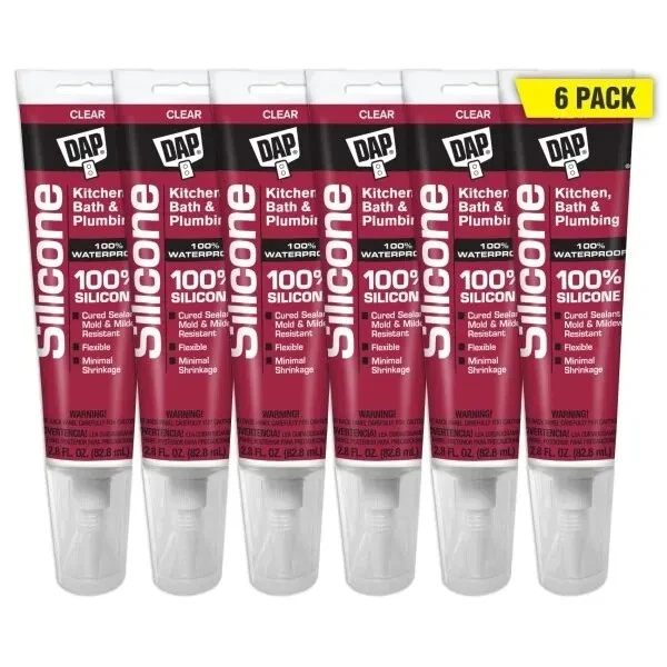 DAP 2.8 Oz Clear Kitchen and Bath Silicone Rubber Sealant (6-Pack)