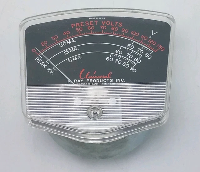 Vintage Acciaio Pannello Preimpostato Voltage Misuratore Metro universal x-ray