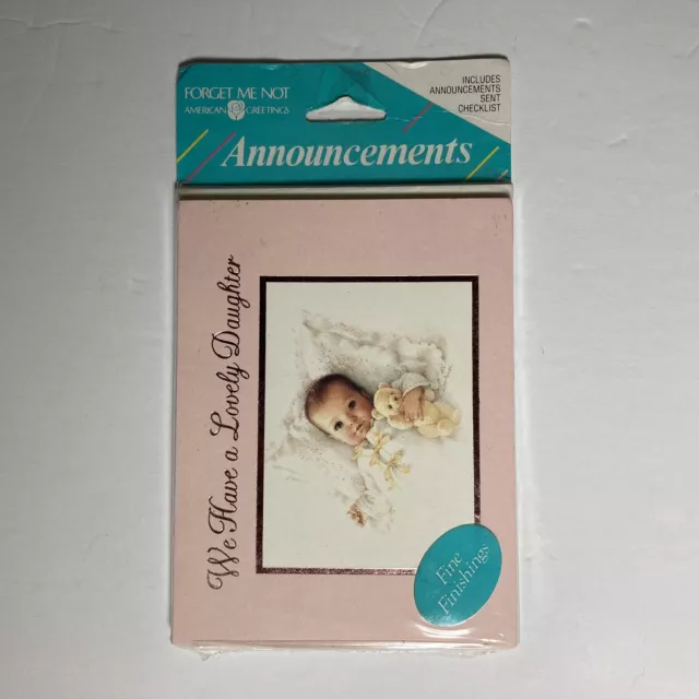 VTG Baby Announcements Girl Daughter Set of 8 Cards 1990s Made In USA