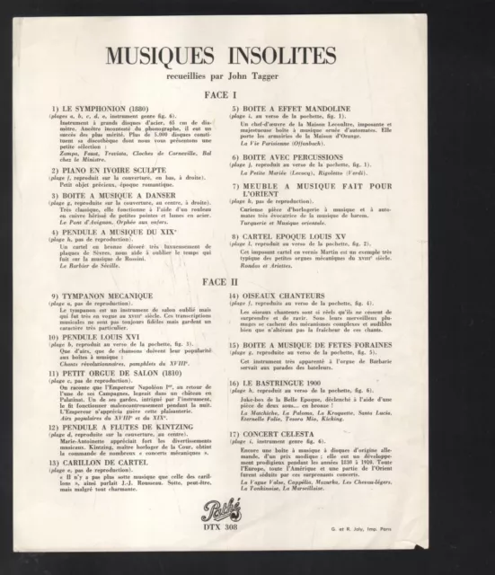 No Artist Musiques Insolites: Automates, Pendules & Boites A Musique LP vinyl 3
