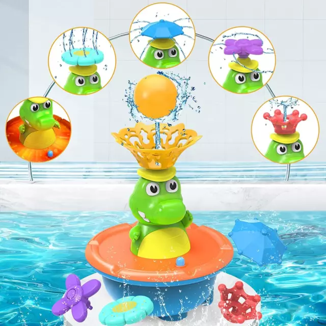 Baby Bath Toys,5 Modes Spray Water Cute Crocodile Bath Toys for 1+ year old, Up