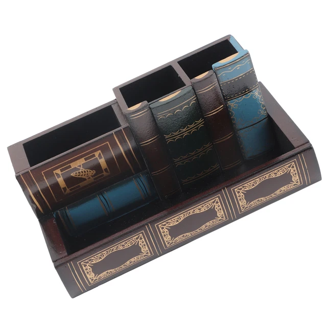 Vintage Pen Pencil Holder Cup Retro Style Wooden Pen Holder Desk