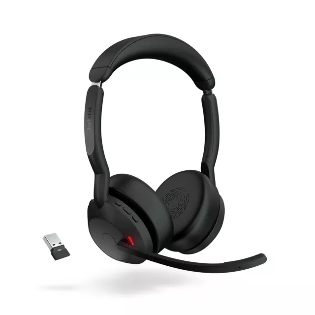 JABRA Evolve2 55 Schwarz Bluetooth On-Ear Überkopf Stereo Headset ANC BRANDNEU